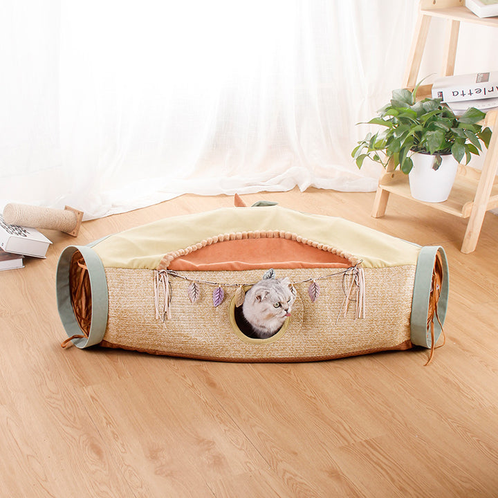 Pet Litter Roll Tunnel Totoro Style Interactive Toy