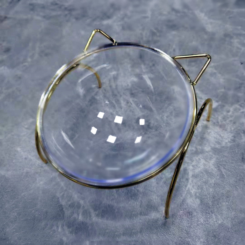 Pet Glass Feeding Bowl With Metal Stand For Food And Water