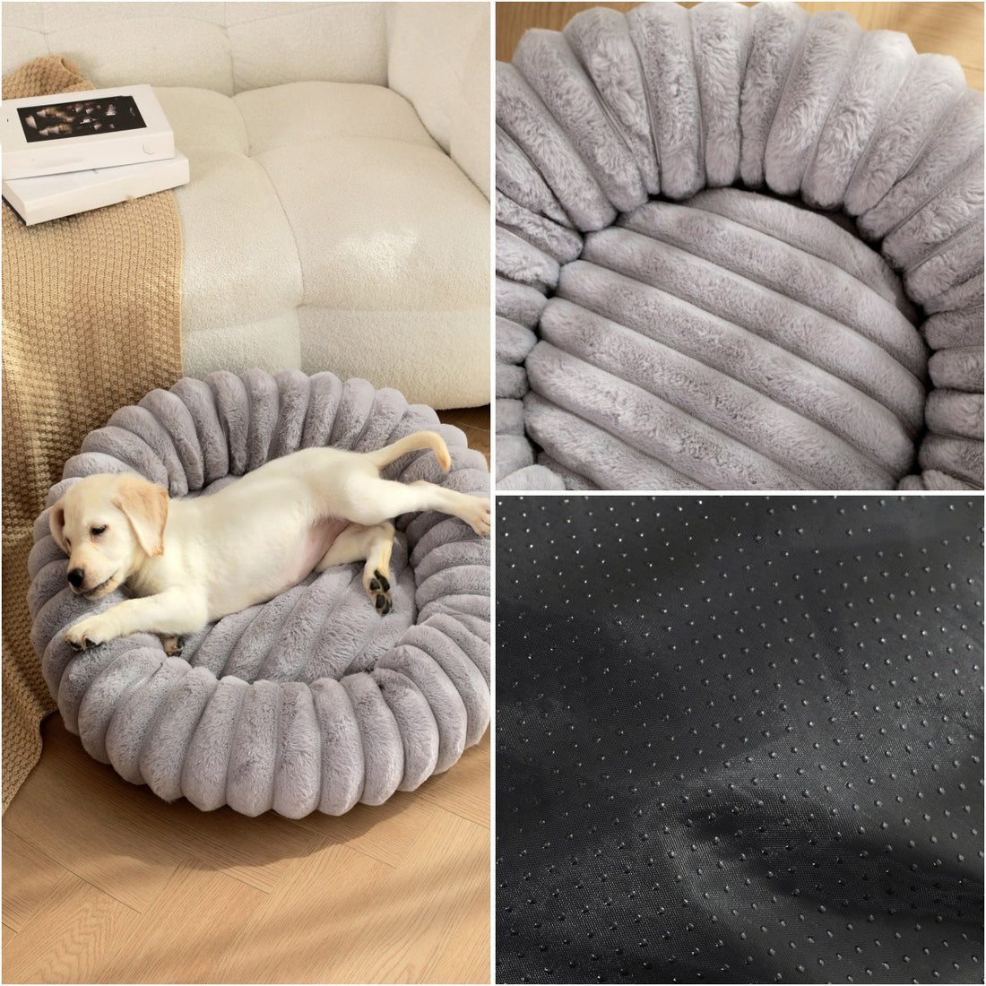 Pet Bed Round Plush Warm Long Hair Nest Winter Kennel