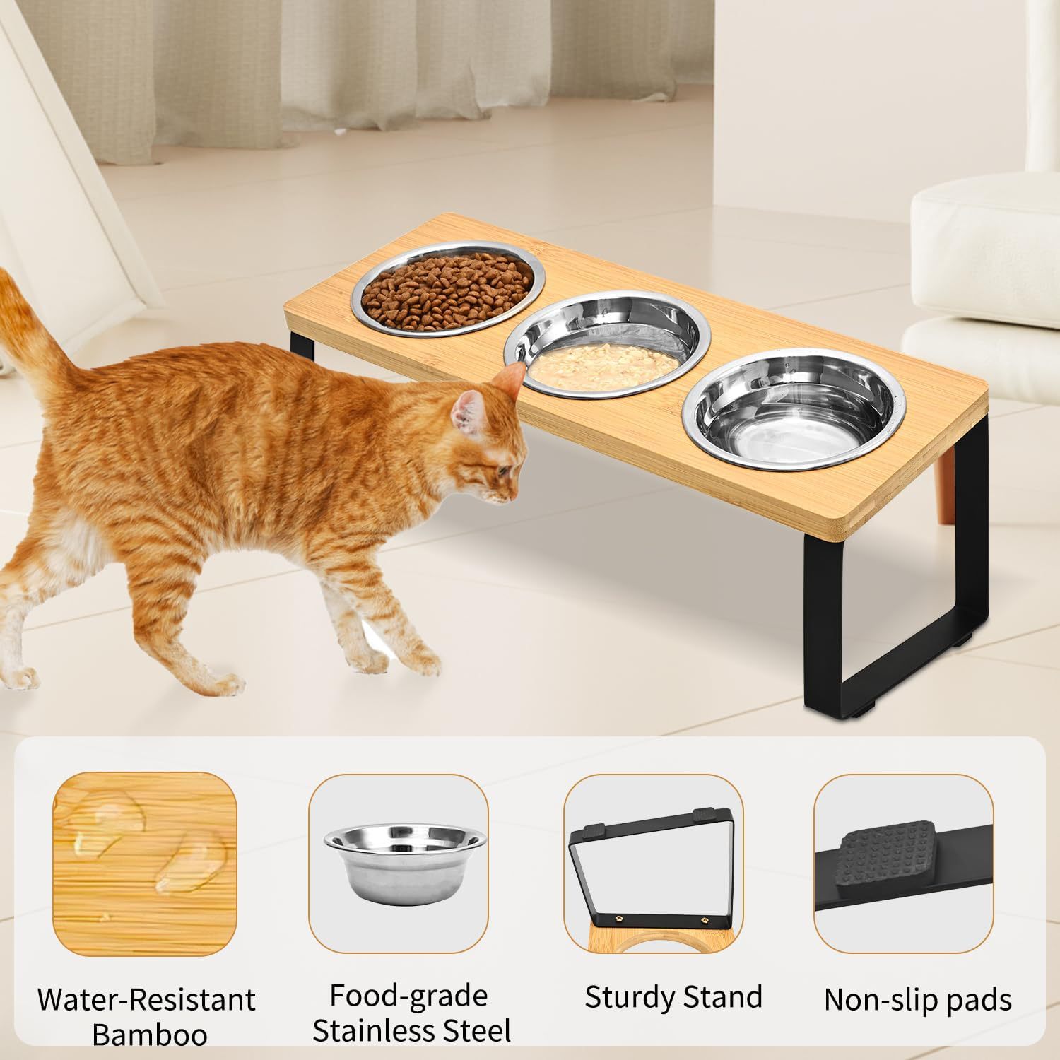 Pet Feeding Rack Iron And Wood Bowl Stand
