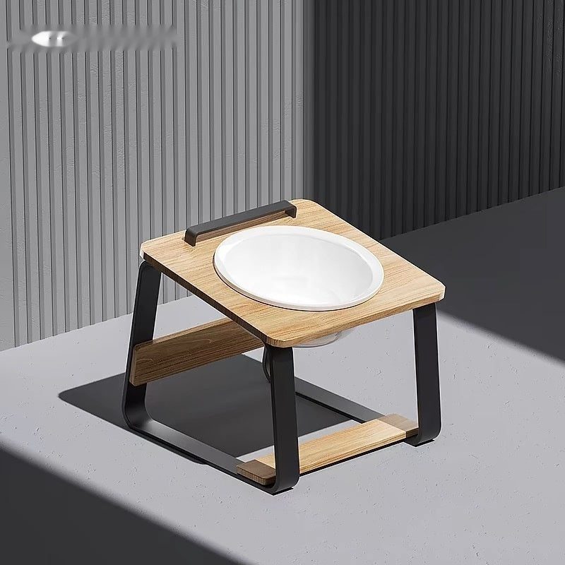 Ceramic Double Bowl Elevated Pet Feeding Stand