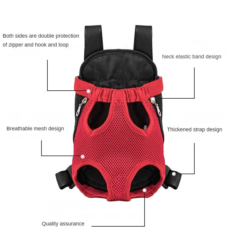 Pet Carrier Backpack Breathable Adjustable Front Travel Hiking Bag