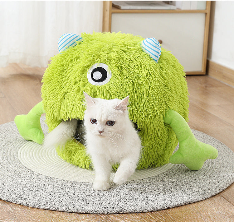 Pet Bed Fluffy Round Washable Non Slip Calming Cushion