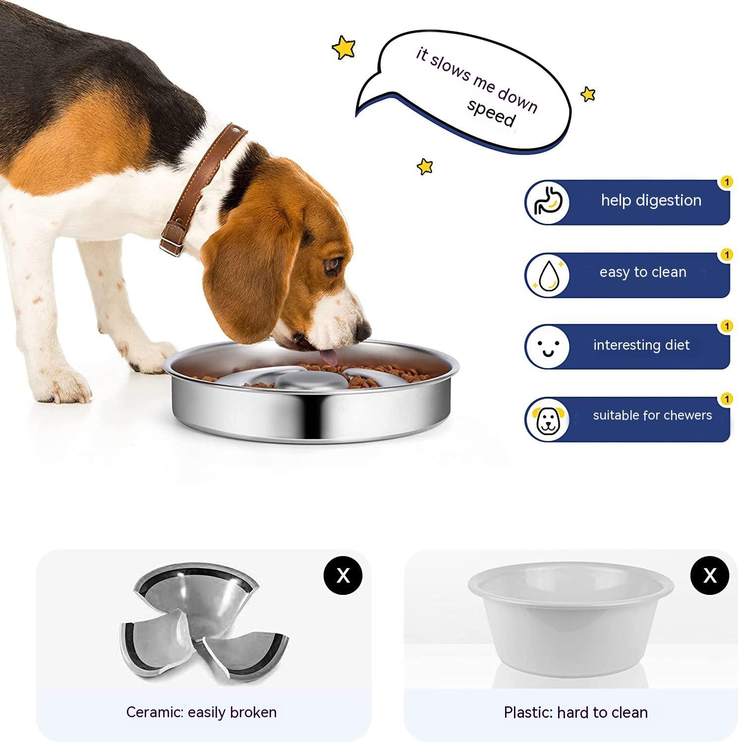 Pet Stainless Steel Slow Feeding Neck Support Bowl