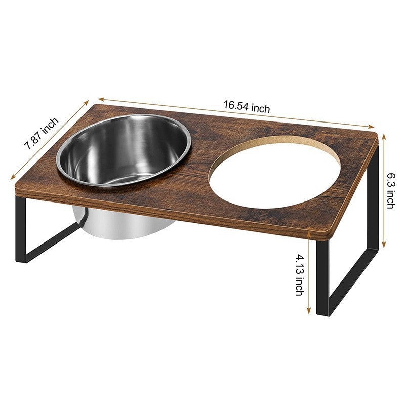 Pet Feeding Rack Iron And Wood Bowl Stand