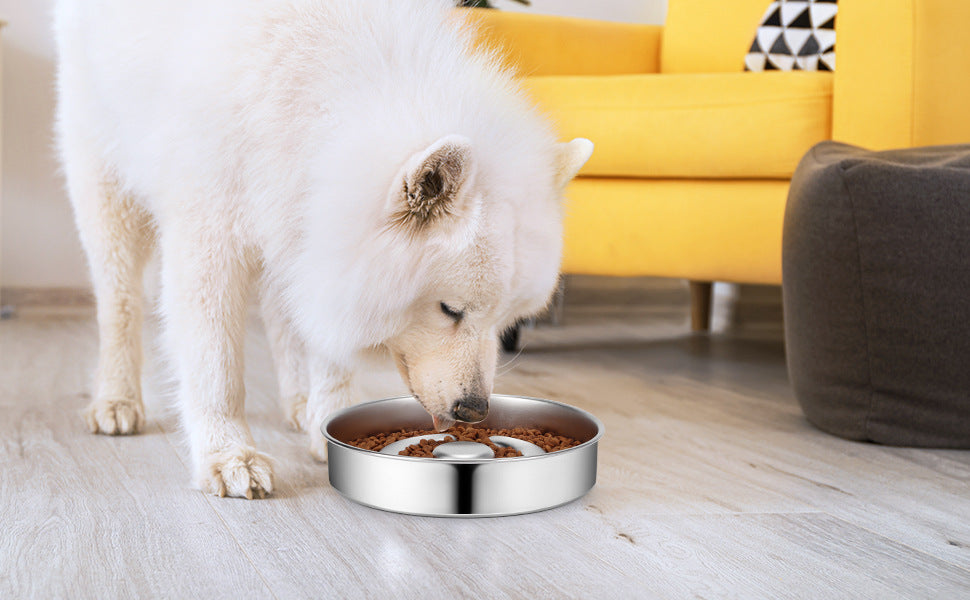 Pet Stainless Steel Slow Feeding Neck Support Bowl