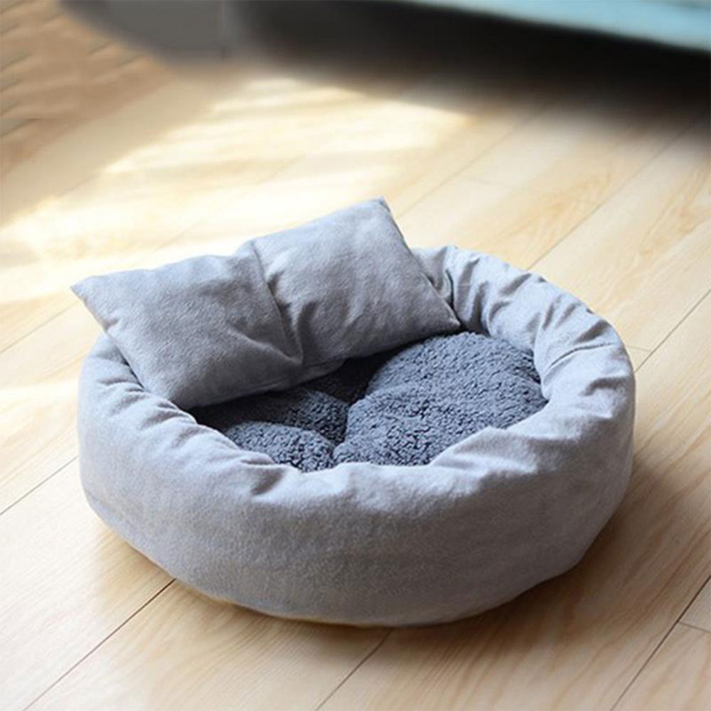Pet Soft Round Sleeping Bed With Pillow And Mat