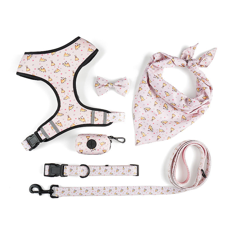 Pet Bow Harness Leash Walking Control Gear